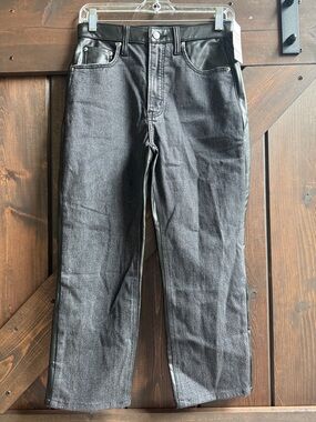 Abercrombie & Fitch Black Two-Tone Leather Straight Leg Jeans